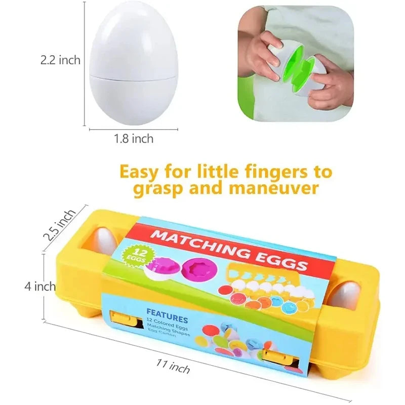 Baby Smart Eggs Montessori Toys 2 Years Toddler Learning Educational Toys Sensory Eggs Chicken Colors Shapes Sorter For Kids