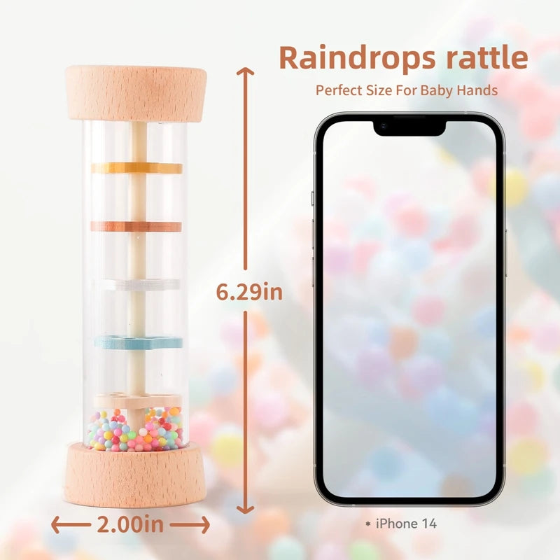 Montessori Baby Rain Stick Rainbow Hourglass Rain Music Rattle Baby Educational Toy Colorful Montessori Sensory Toys for Kids