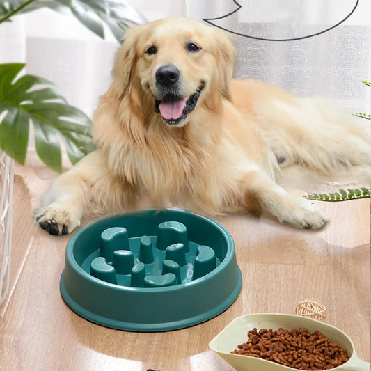 Pet Dog Bowl Slow Food Feeder Non-slip Anti Choking Cat Thickened Plastic Plate Bowls Healthy Anxiety Relief Dish Pet Supply